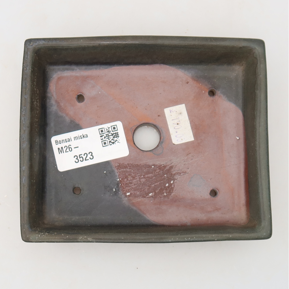Keramische bonsaipot 13 x 10,5 x 2,5 cm, kleur grijs