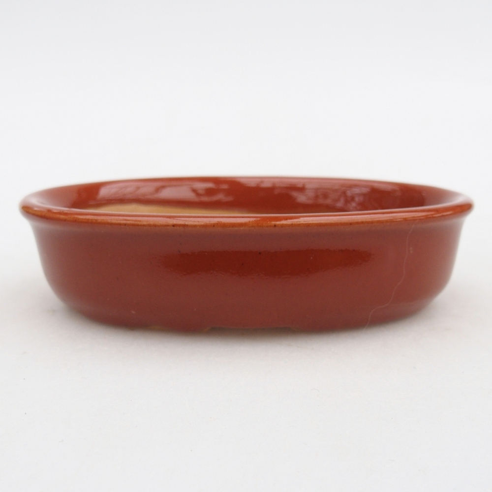 Bonsaischaal van keramiek 26 x 26 x 8 cm, kleur rood