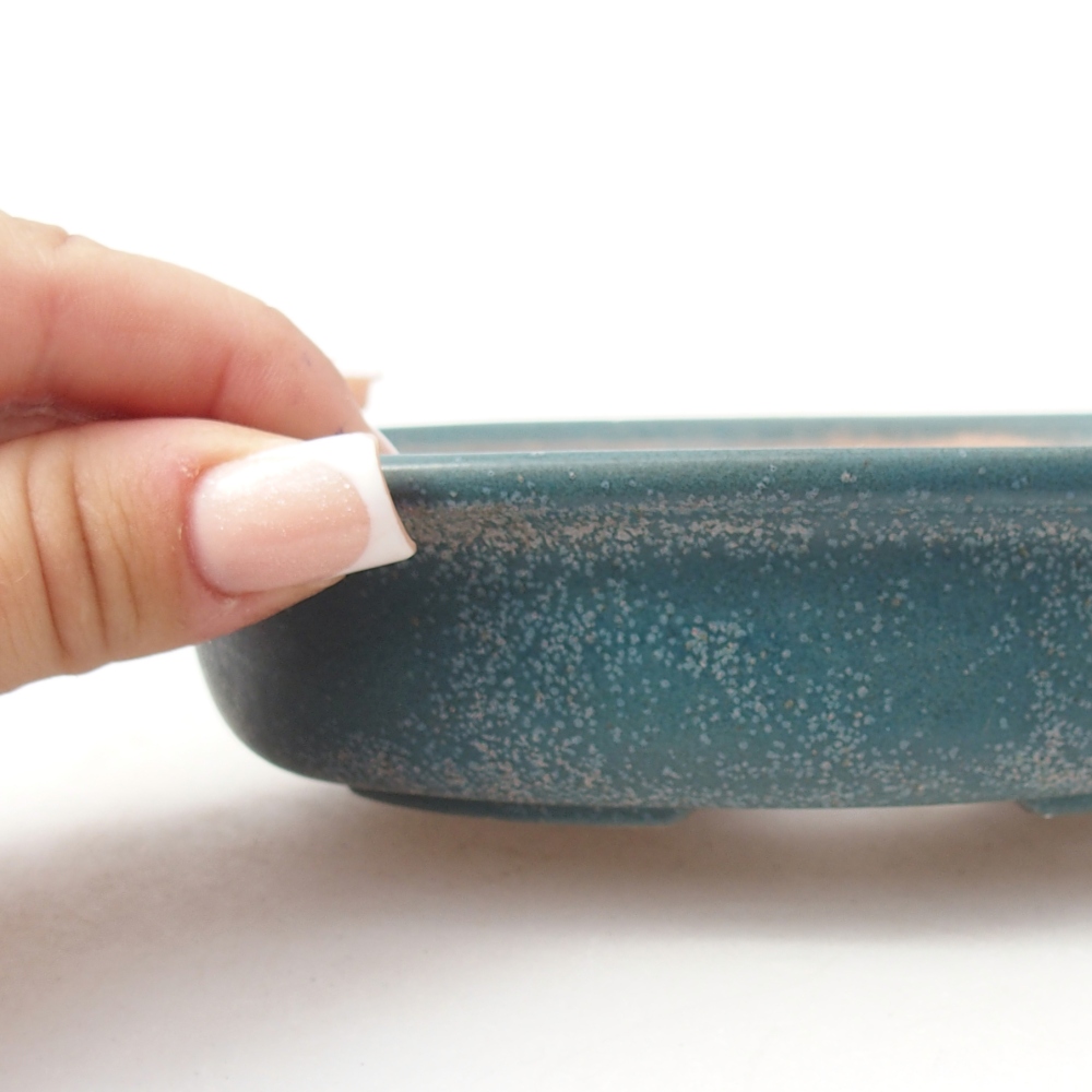 Bonsaischaal van keramiek 14,5 x 10,5 x 3,5 cm, kleur blauw