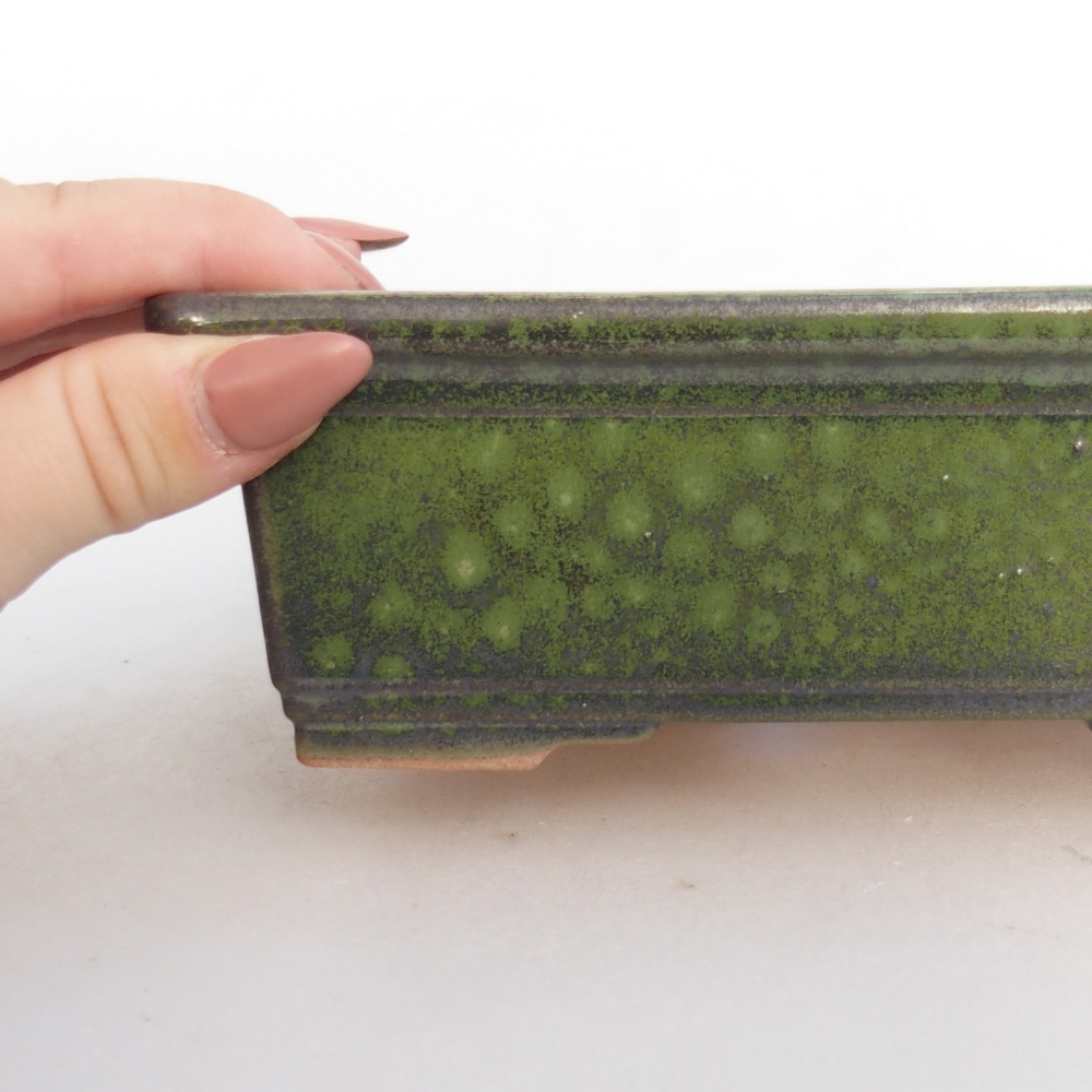 Bonsaischaal van keramiek 26 x 26 x 8 cm, kleur rood