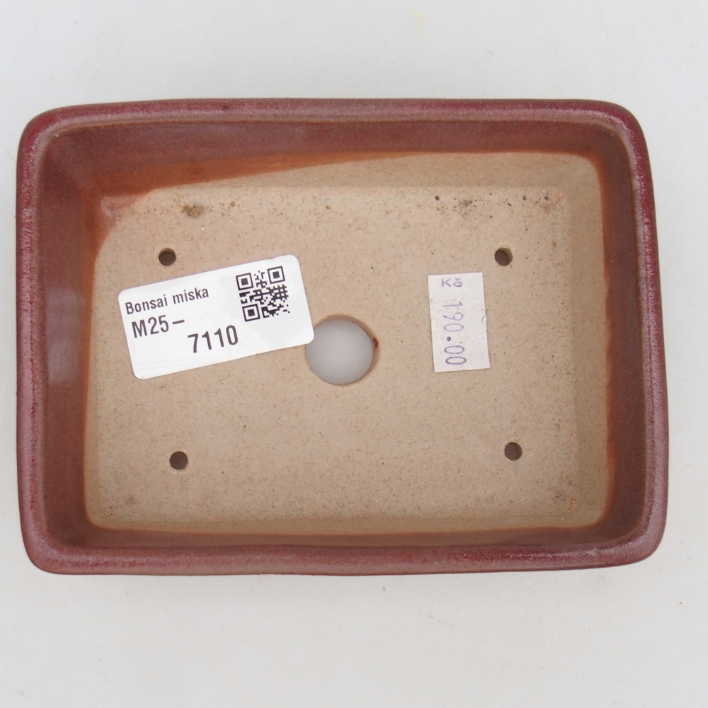 Bonsaischaal van keramiek 26 x 26 x 8 cm, kleur rood