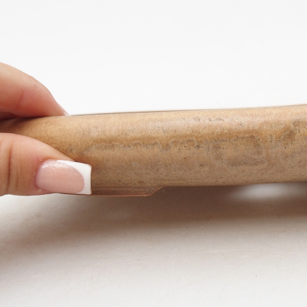 Bonsaischaal van keramiek 22,5 x 16,5 x 3 cm, kleur beige