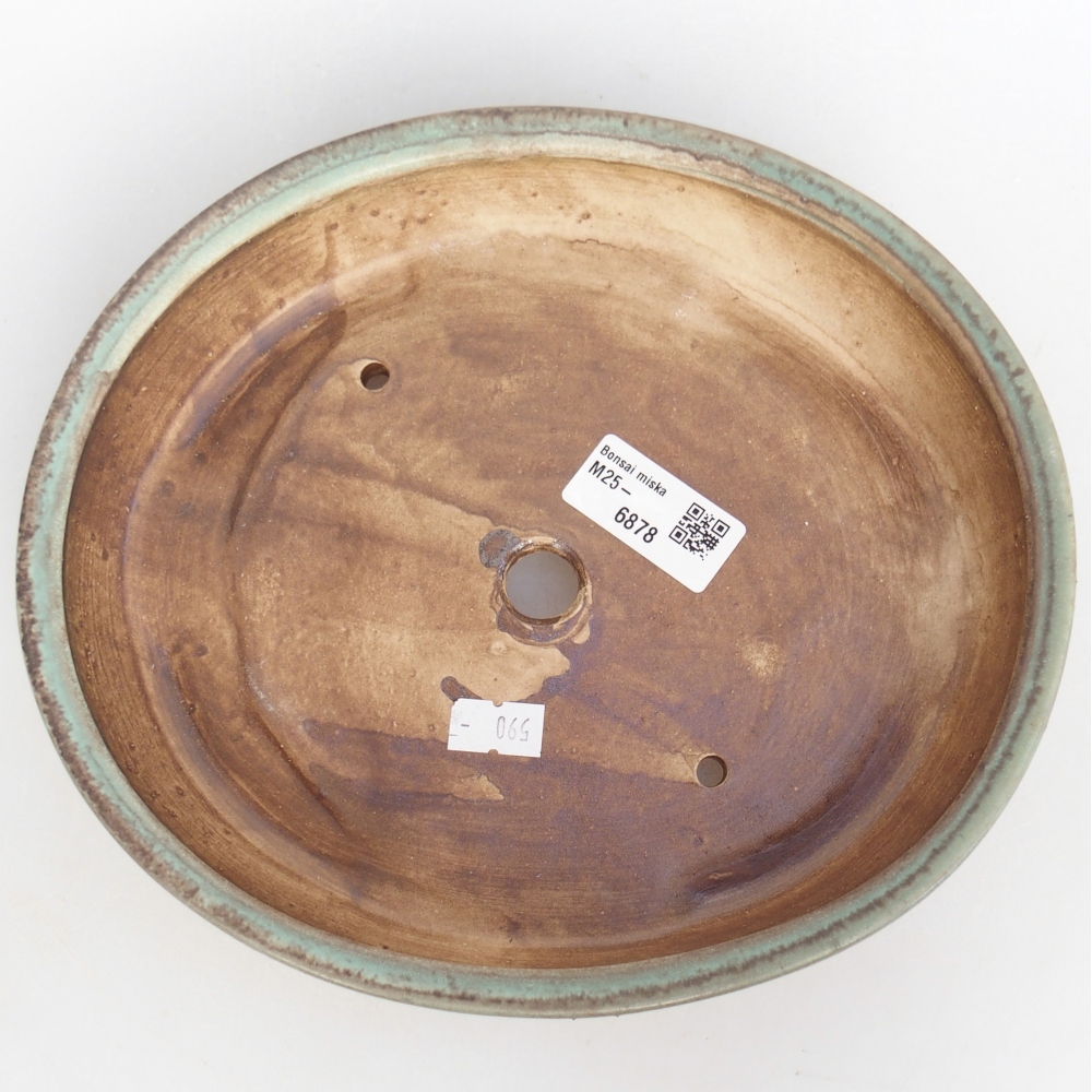 Bonsaischaal van keramiek 22,5 x 20 x 4,5 cm, groen