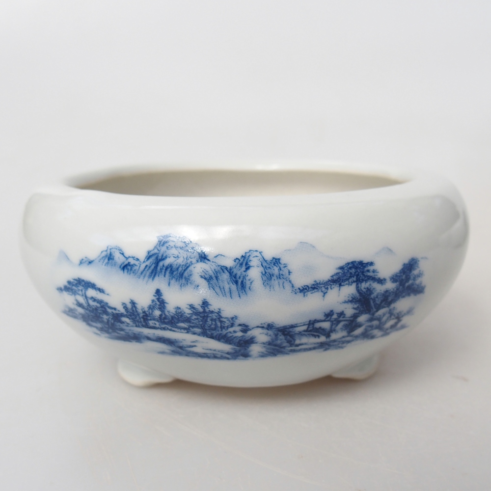 Bonsaischaal van keramiek 10 x 10 x 5 cm, kleur wit