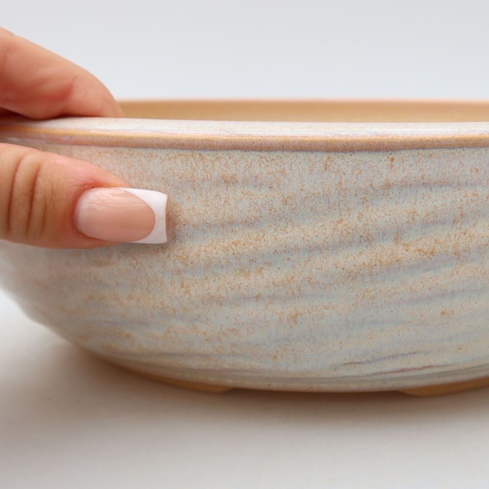 Keramische bonsaischaal 25,5 x 25,5 x 7,5 cm, kleur: beige