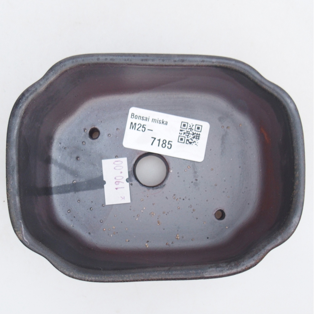 Bonsaischaal van keramiek 26 x 26 x 8 cm, kleur rood