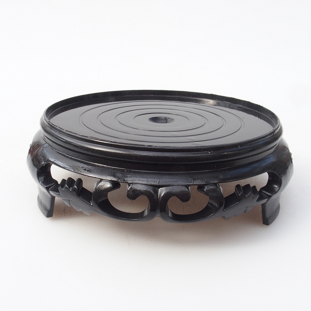 Kunststof bonsai tafel rond 11 x 11 x 3,5 cm, kleur zwart