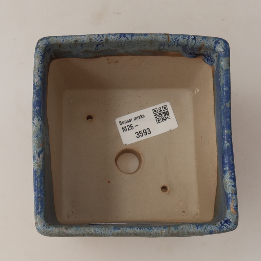Keramische bonsaipot 11,5 x 11,5 x 9 cm, kleur: blauw