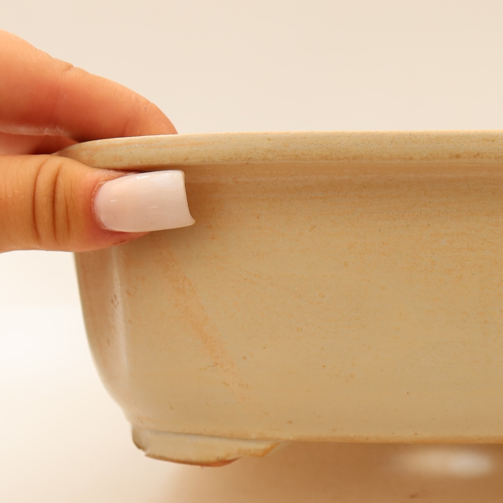 Keramische bonsaipot 24,5 x 21 x 7,5 cm, kleur: beige