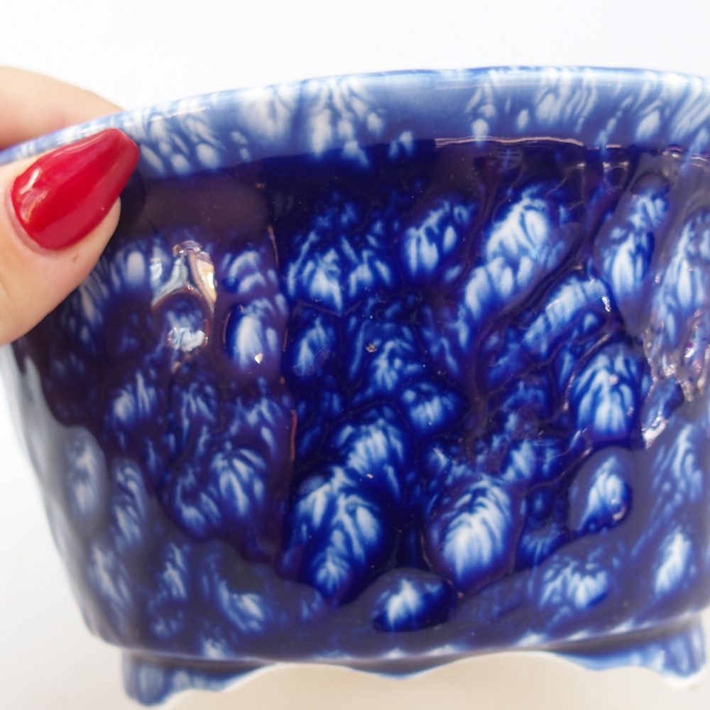 Bonsaischaal van keramiek 16 x 16 x 8,5 cm, kleur blauw