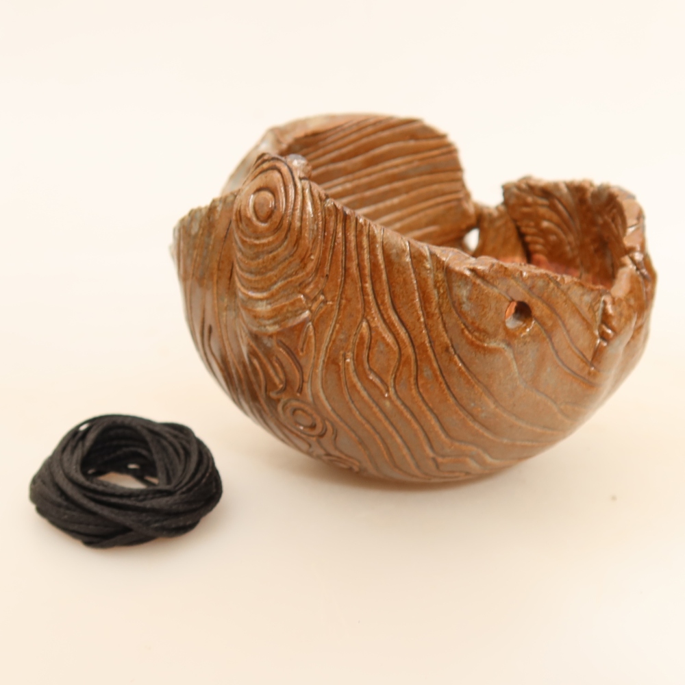 Keramische schaal voor Kokedama, 10 x 10 x 7,5 cm, kleur: bruin