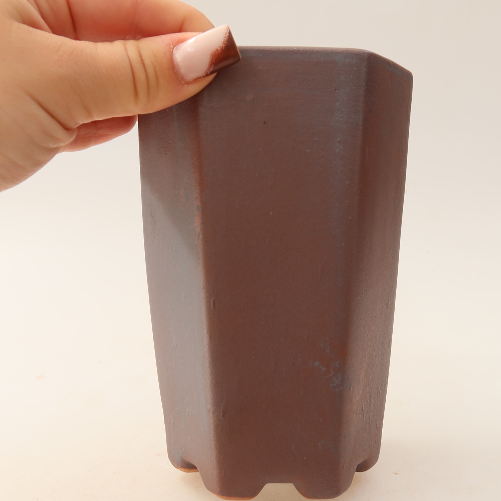 Keramische bonsaipot 9,5 x 8,5 x 14,5 cm, metaalachtige kleur