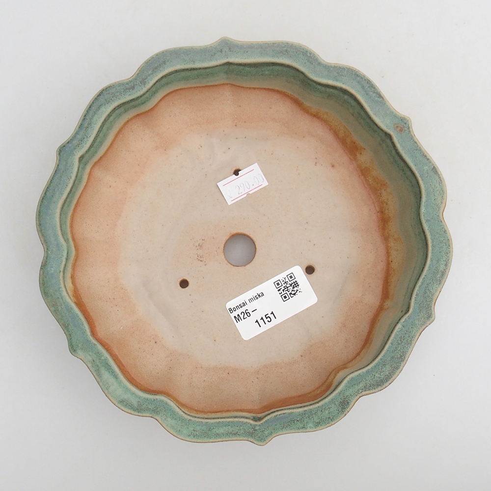 Bonsaischaal van keramiek 18 x 18 x 4,5 cm, groen