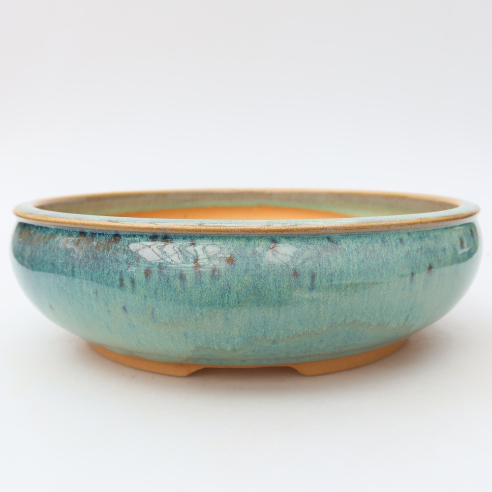 Bonsaischaal van keramiek 22,5 x 22,5 x 7 cm, groen