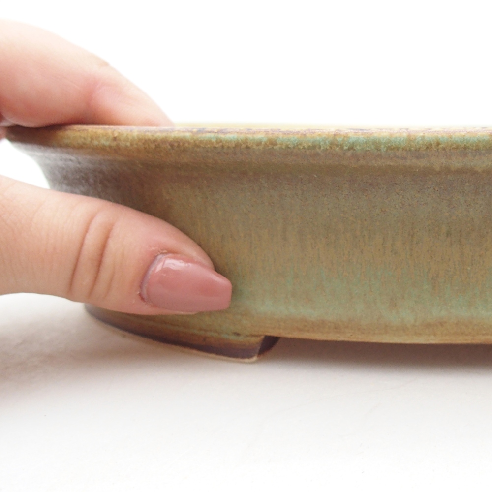 Bonsaischaal van keramiek 24 x 21 x 5 cm, groen