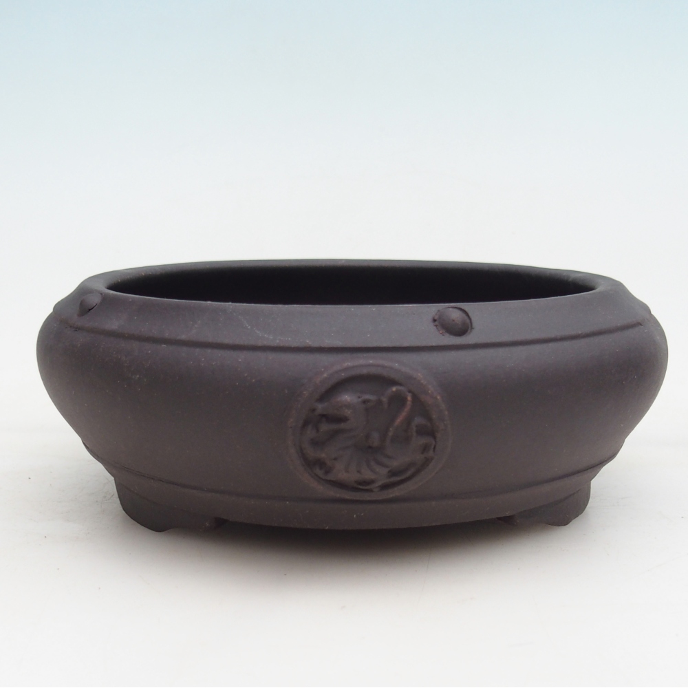 Bonsaischaal van keramiek 15,5 x 15,5 x 5 cm, kleur zwart