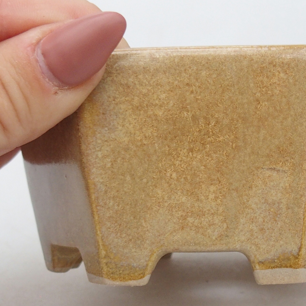 Bonsaischaal van keramiek 10,5 x 9,5 x 5 cm, kleur beige