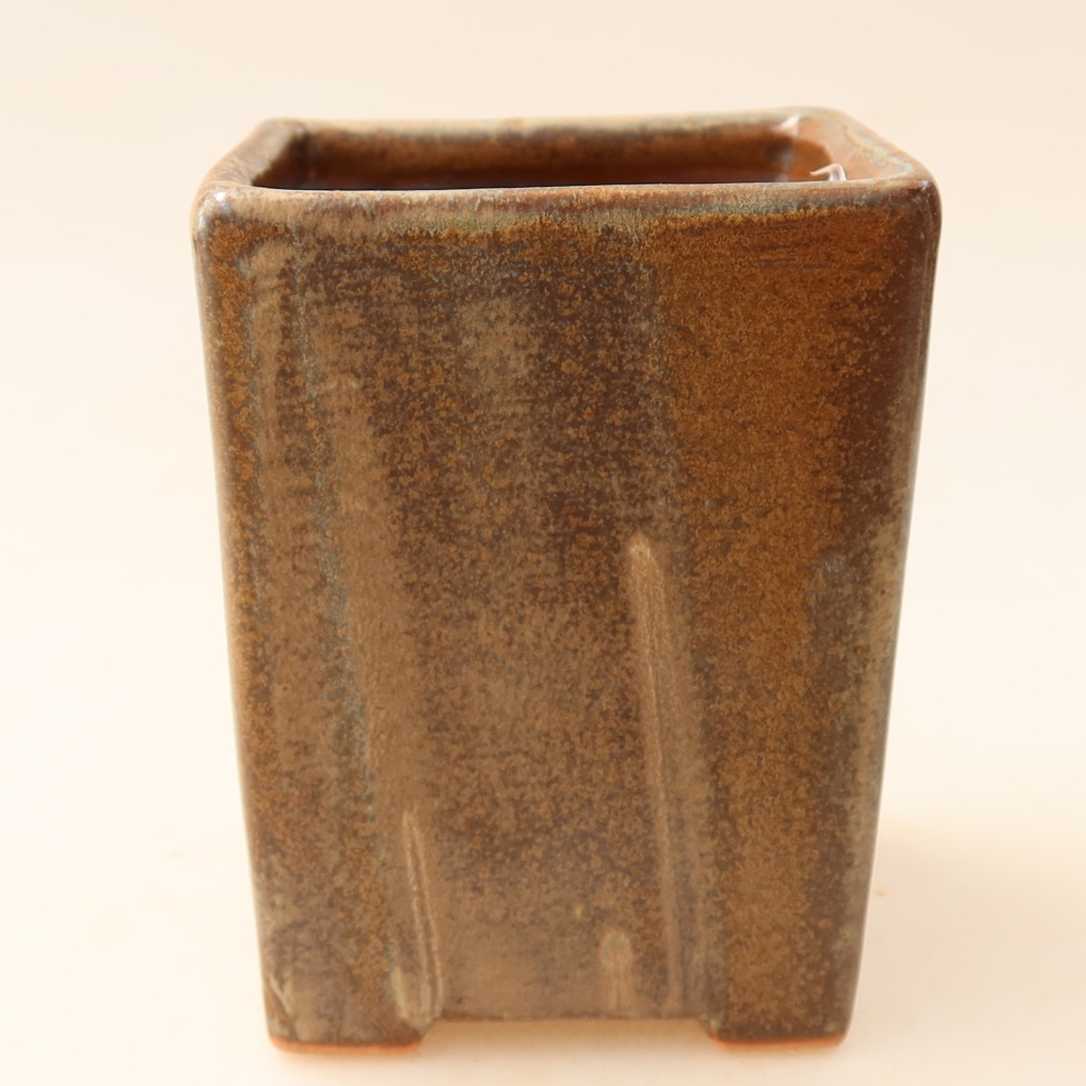 Keramische bonsaipot 7,5 x 7,5 x 10 cm, kleur bruin