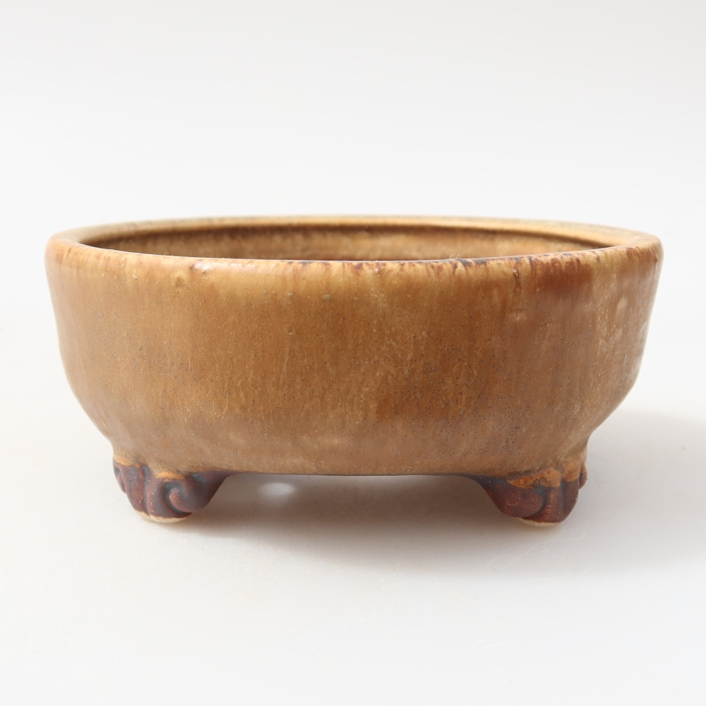 Bonsaischaal van keramiek 11 x 11 x 4,5 cm, bruin