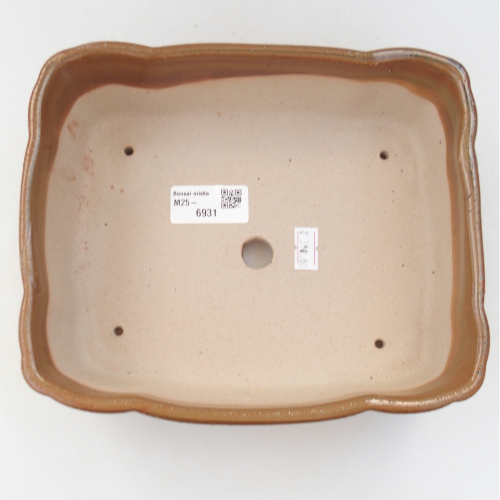 Bonsaischaal van keramiek 26 x 26 x 8 cm, kleur rood