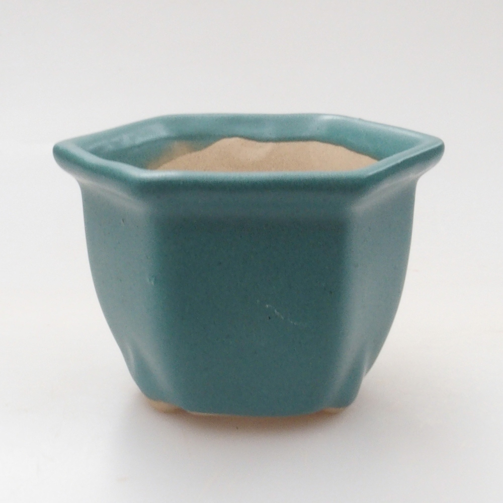 Bonsaischaal van keramiek 6,5 x 5,5 x 4 cm, kleur blauw