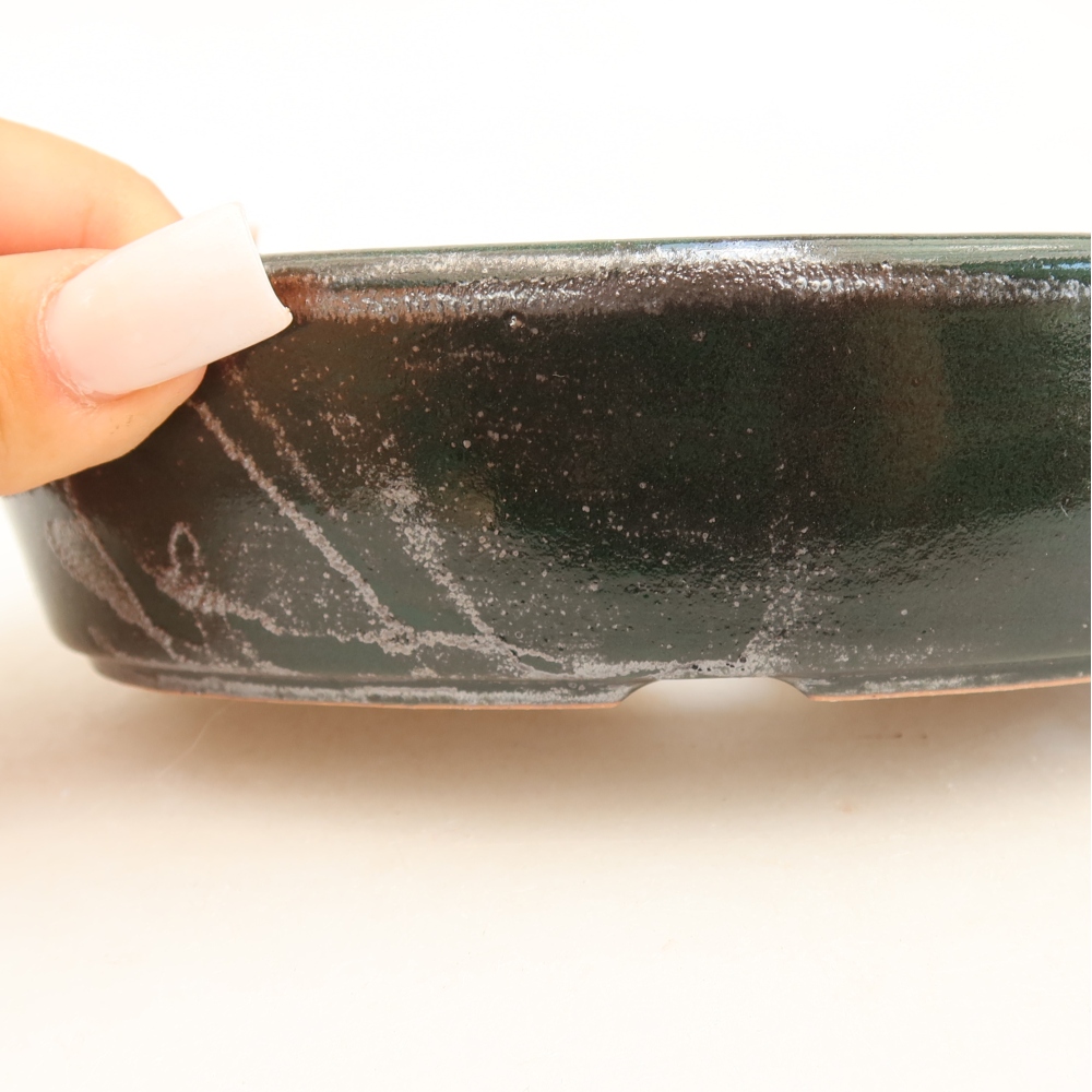 Bonsaischaal van keramiek 16,5 x 11,5 x 4,5 cm, groen