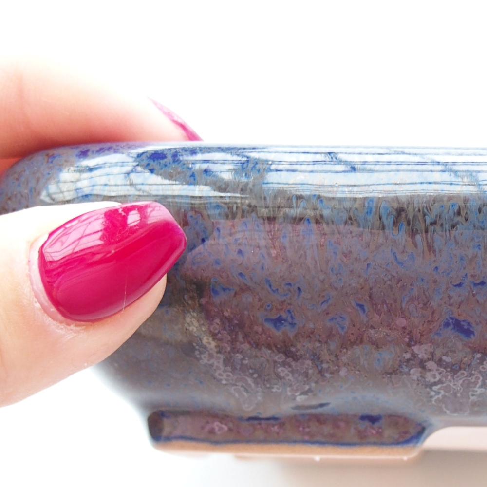 Bonsaischaal van keramiek 17 x 14 x 3,5 cm, kleur blauw