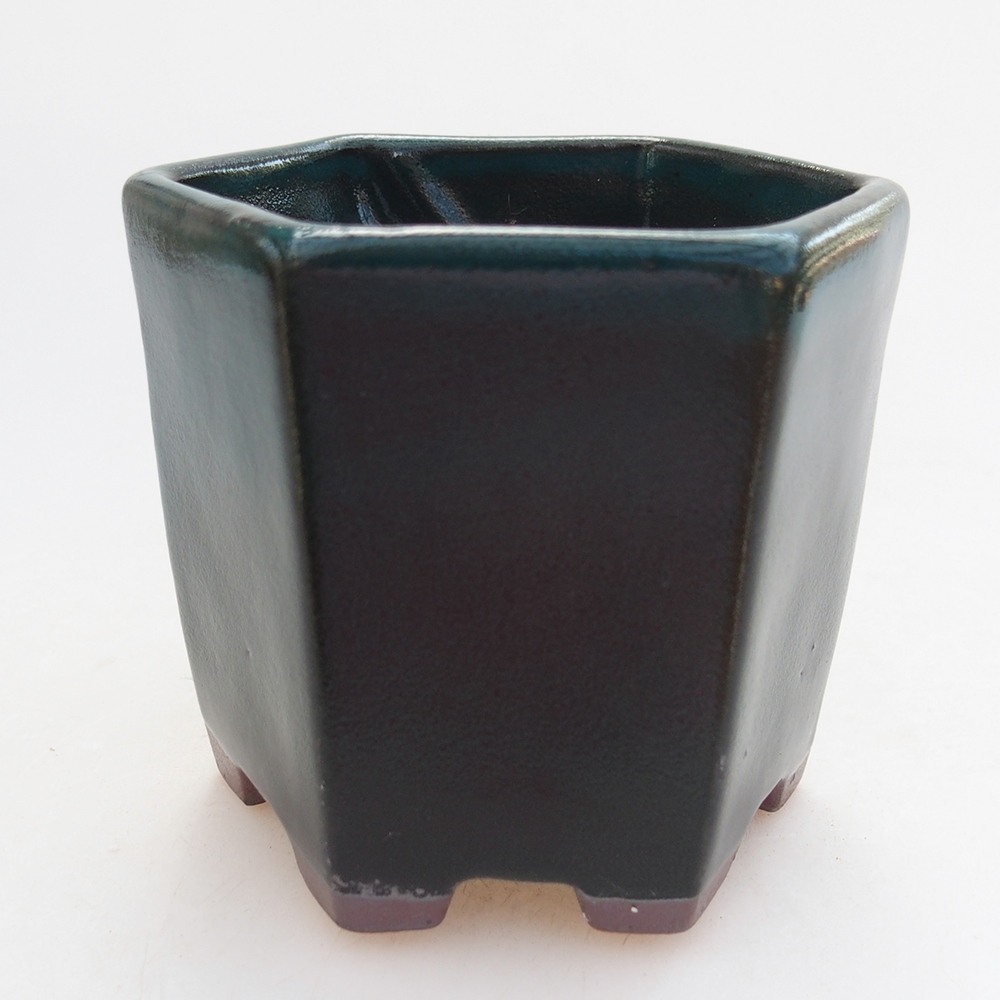 Bonsaischaal van keramiek 9 x 9 x 8 cm, groen