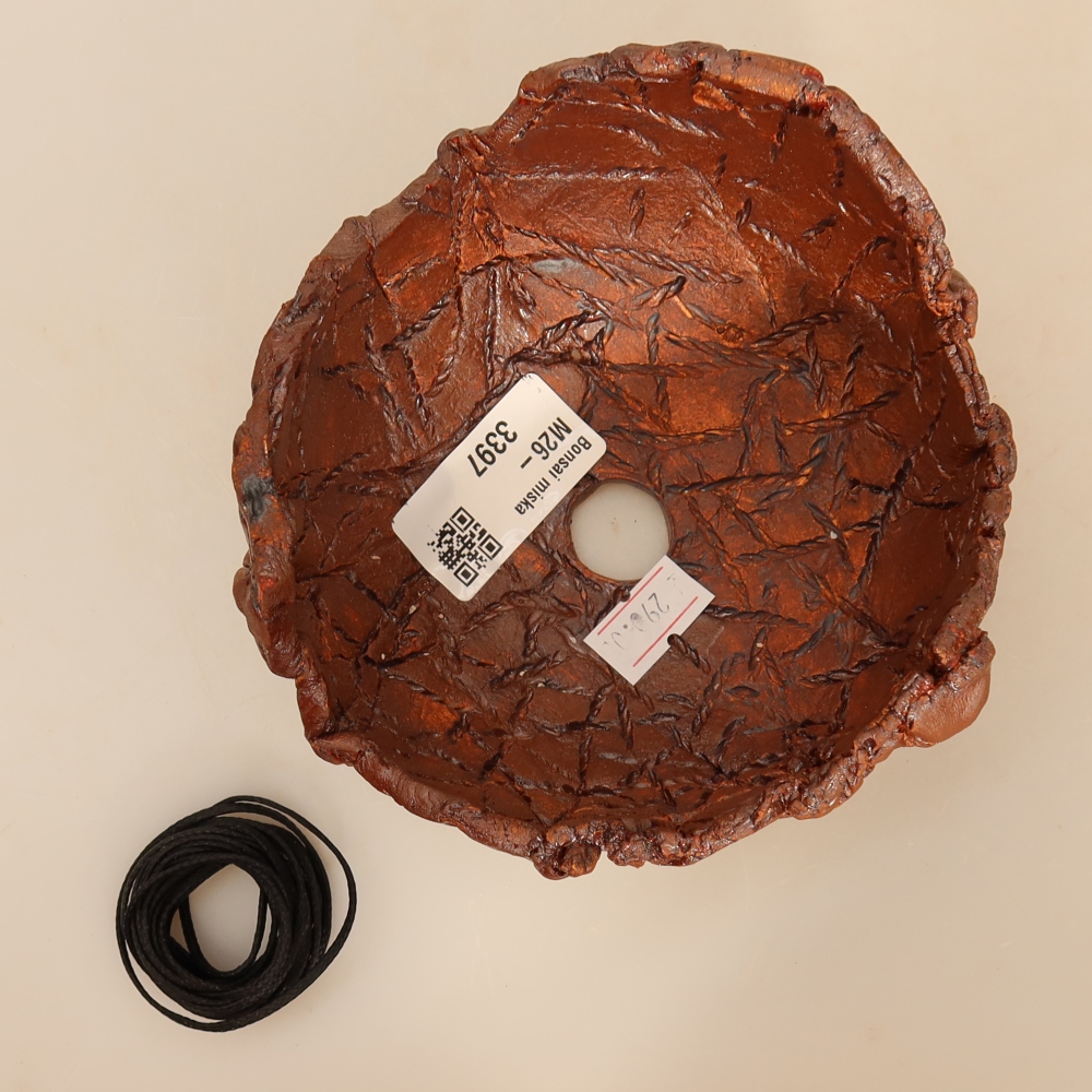 Keramische schaal voor Kokedama, 12,5 x 12 x 7 cm, kleur: bruin