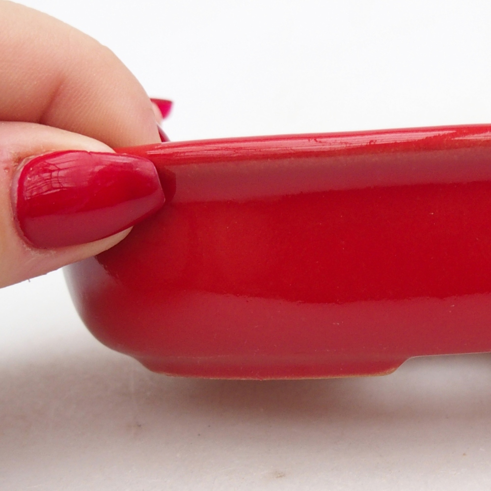 Bonsaischaal van keramiek 26 x 26 x 8 cm, kleur rood