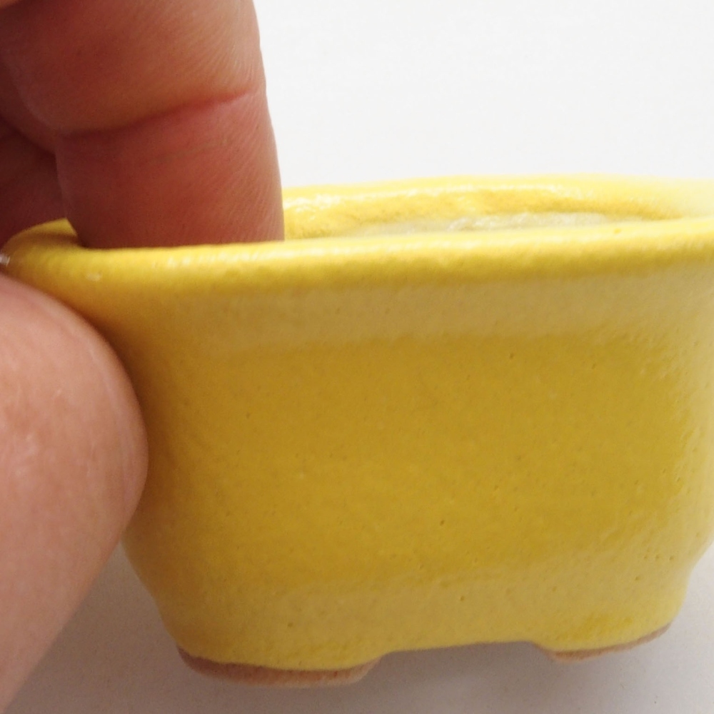 Bonsaischaal van keramiek 5,5 x 4,5 x 3 cm, geel