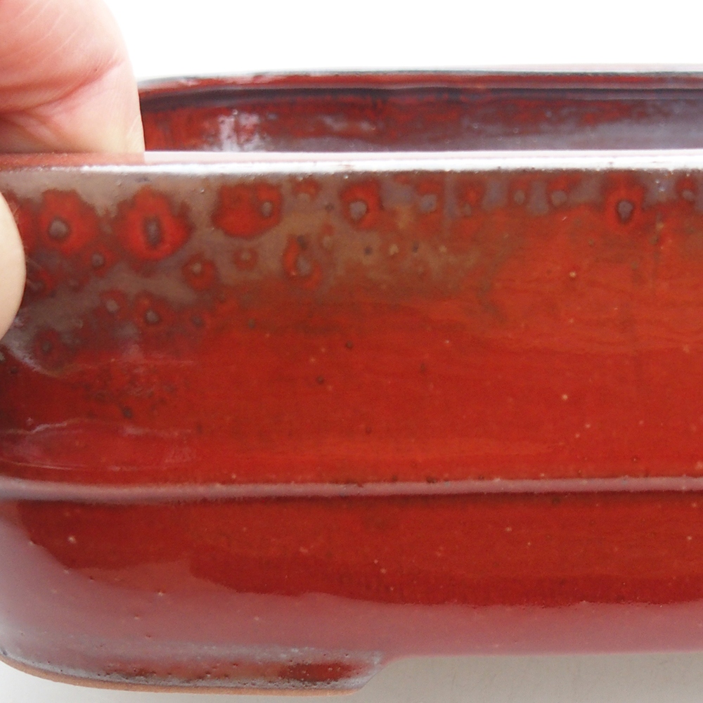 Bonsaischaal van keramiek 27,5 x 20 x 7 cm, kleur rood