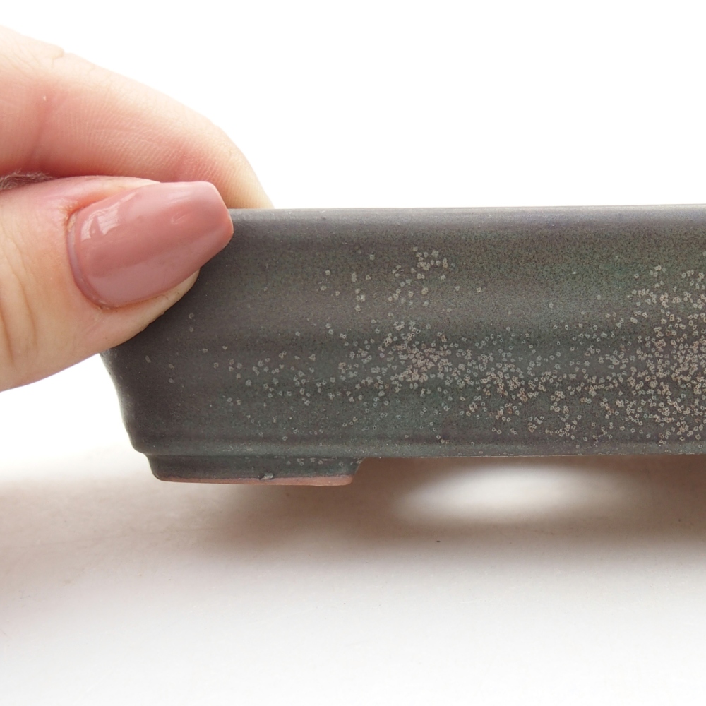 Bonsaischaal van keramiek 11 x 8 x 3 cm, grijs