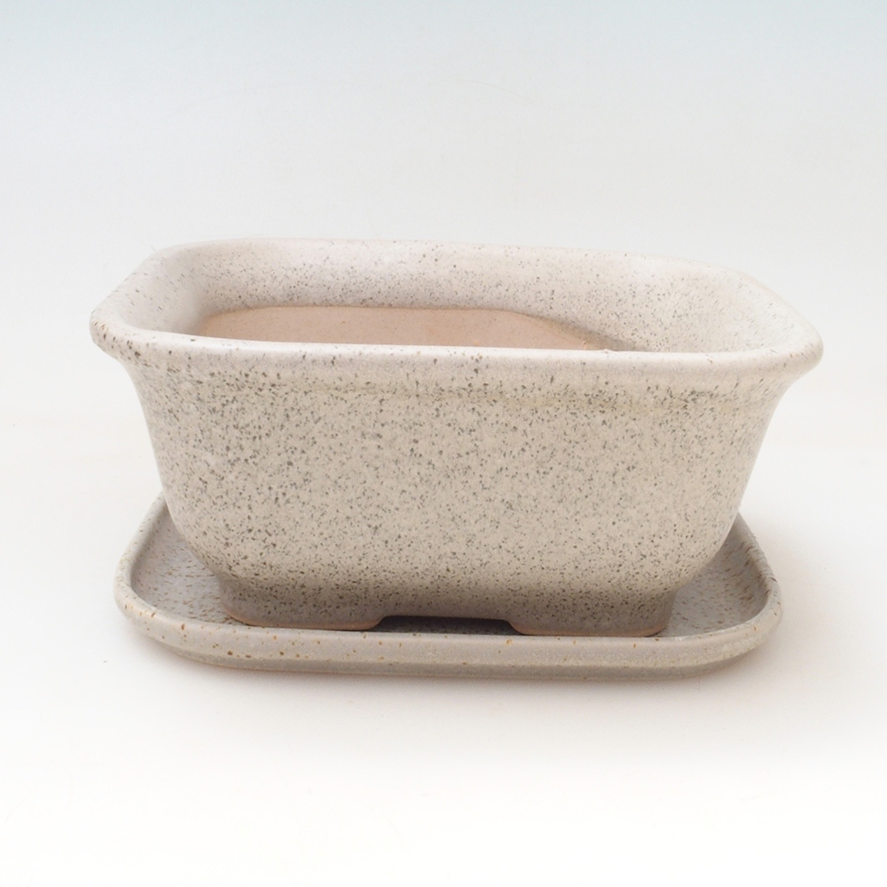 Bonsai kom + schotel H38 - 12x10x5,5 cm - beige