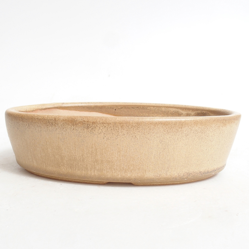 Bonsaischaal van keramiek 16,5 x 11 x 4 cm, kleur beige