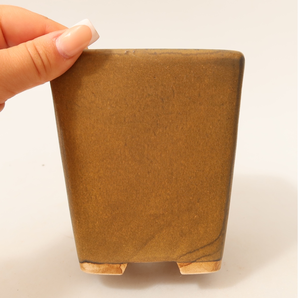 Keramische bonsaipot 10,5 x 10,5 x 12 cm, kleur bruin