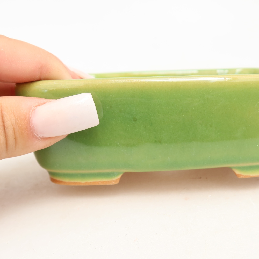 Keramische bonsaipot 12,5 x 9,5 x 4 cm, kleur groen