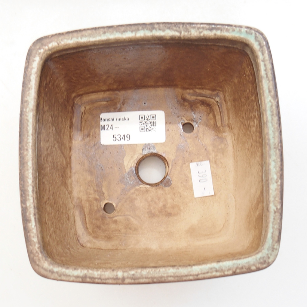 Bonsaischaal van keramiek 13 x 13 x 8 cm, groen