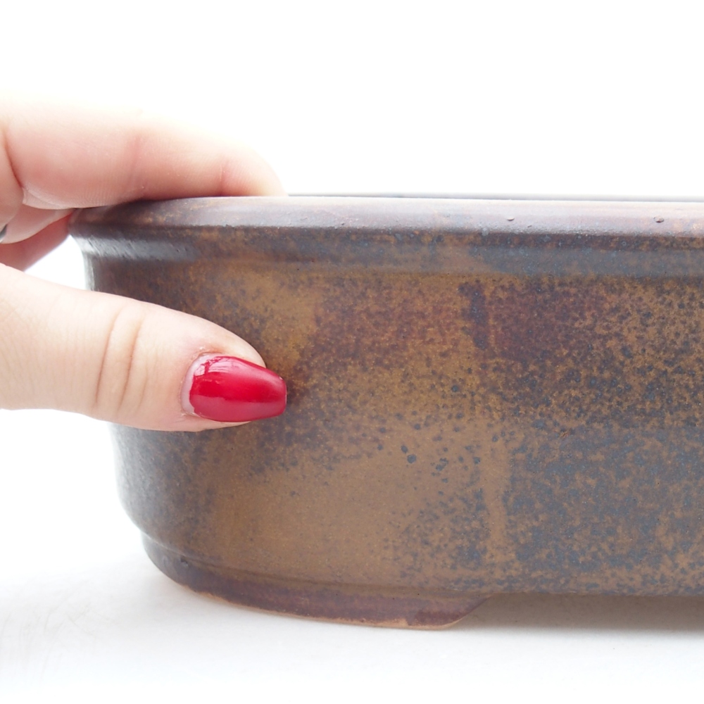 Bonsaischaal van keramiek 32 x 25 x 7,5 cm, bruin