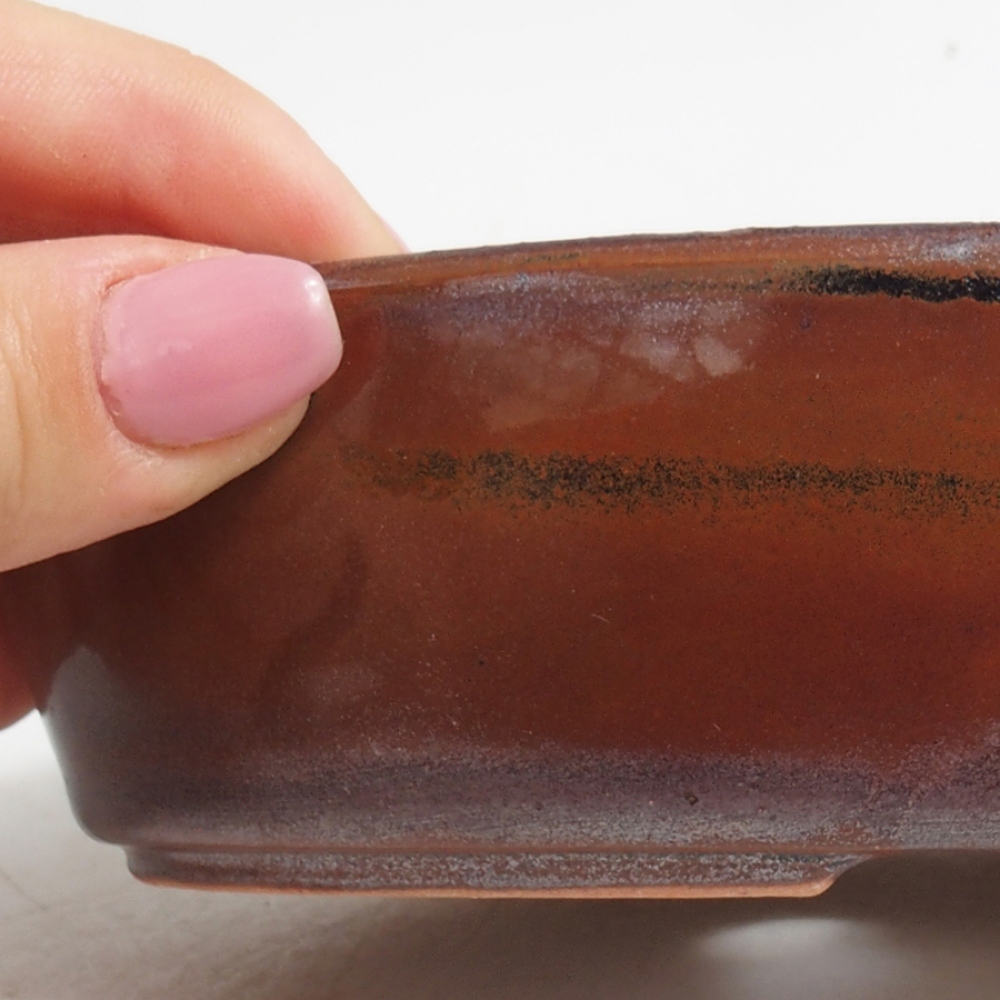 Bonsaischaal van keramiek 15 x 9,5 x 4 cm, kleur rood