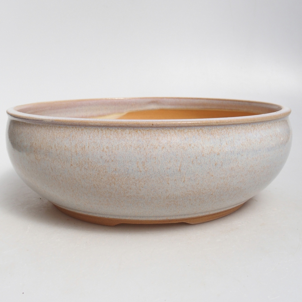Bonsaischaal van keramiek 22,5 x 22,5 x 7,5 cm, kleur beige