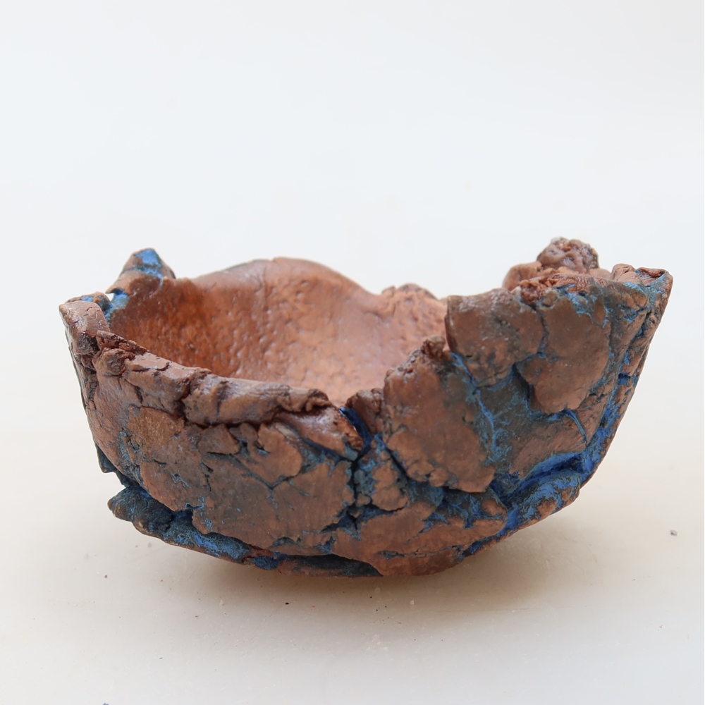 Keramische schaal 9 x 9 x 4 cm, kleur: blauw