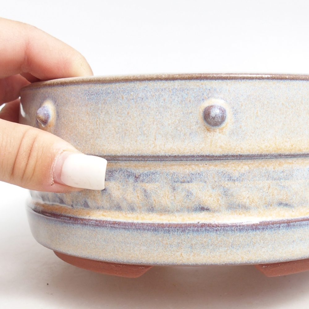 Bonsaischaal van keramiek 16 x 16 x 7 cm, kleur blauw