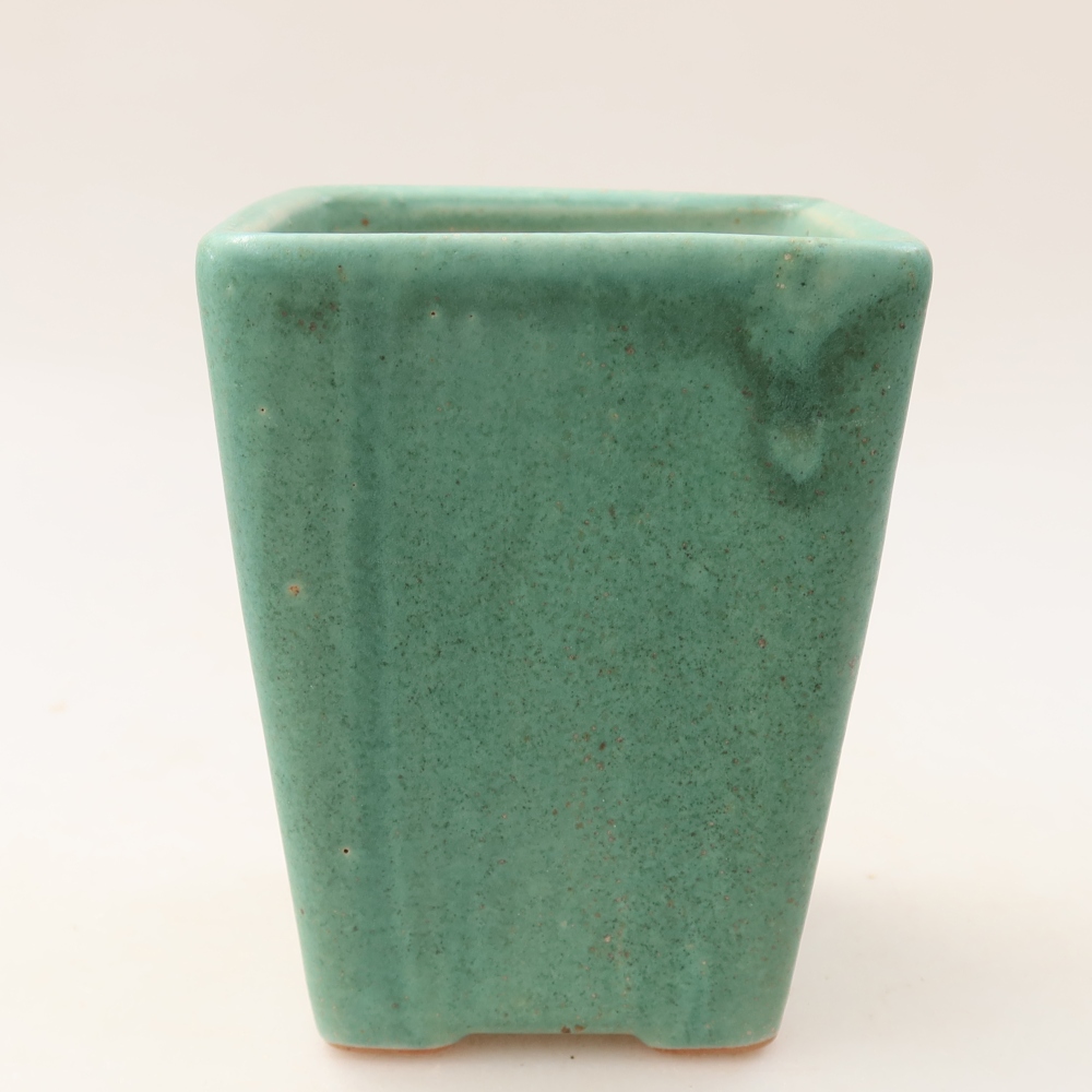 Bonsaischaal van keramiek 8,5 x 8,5 x 11 cm, groen