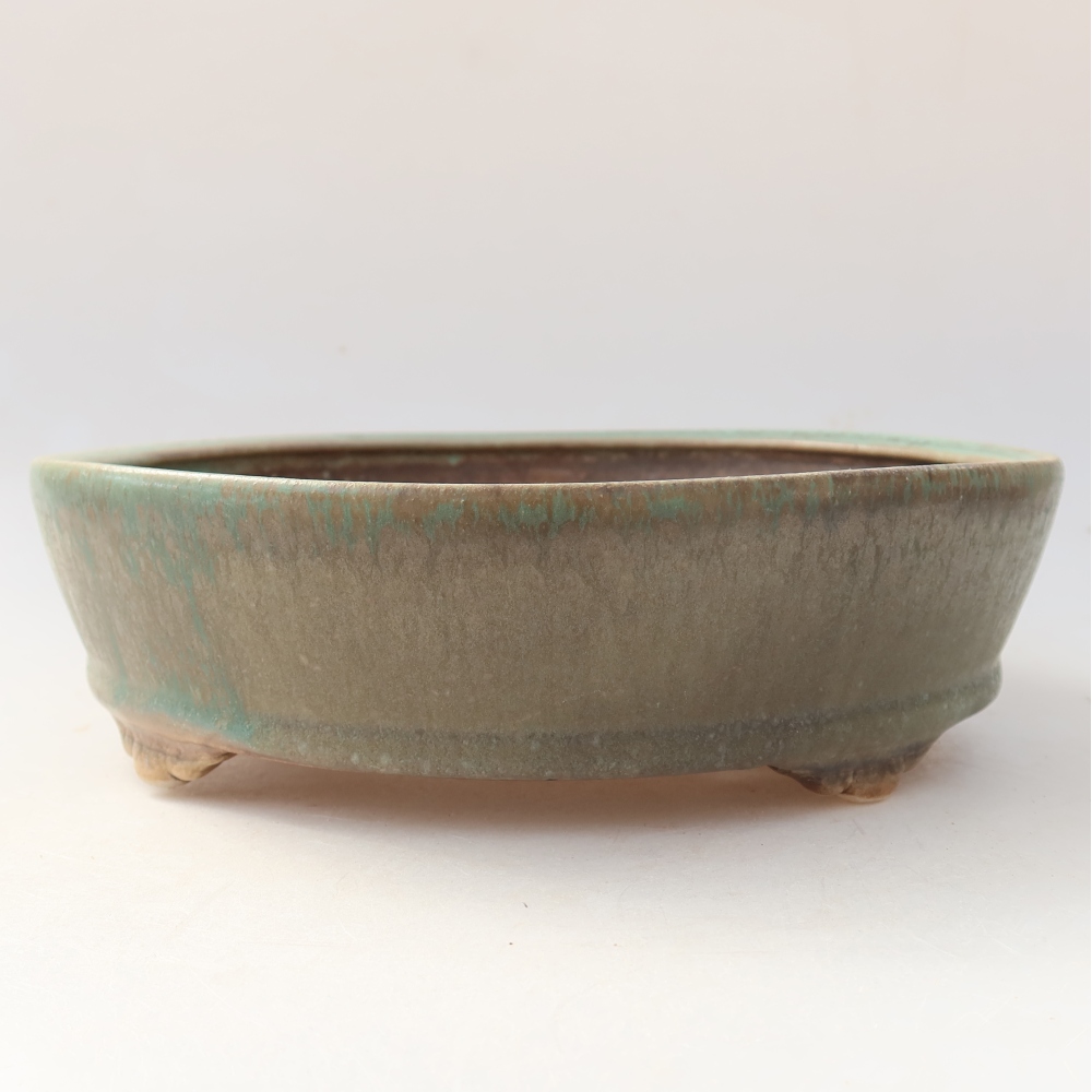 Bonsaischaal van keramiek 21,5 x 21,5 x 6 cm, groen