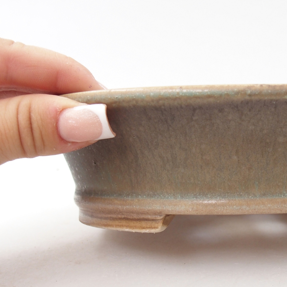 Bonsaischaal van keramiek 17,5 x 16 x 4,5 cm, kleur gewaterd