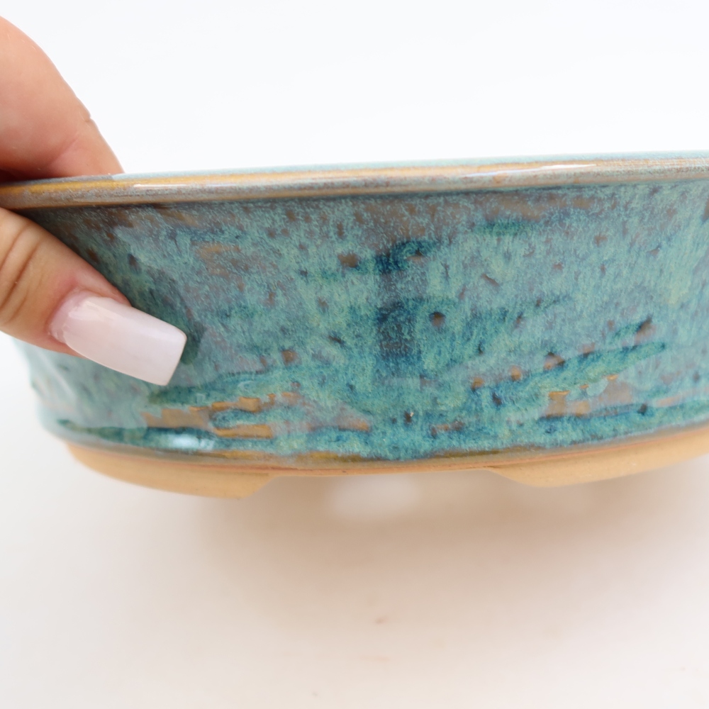 Keramische bonsaipot 23,5 x 23,5 x 6 cm, kleur: blauw