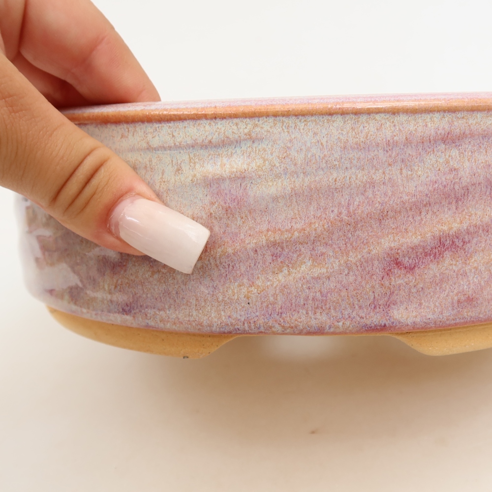 Keramische bonsaipot 21,5 x 21,5 x 6,5 cm, kleur: roze
