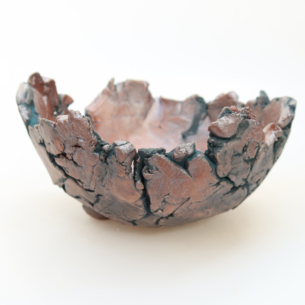 Keramische schaal 14 x 13 x 7 cm, kleur: groen