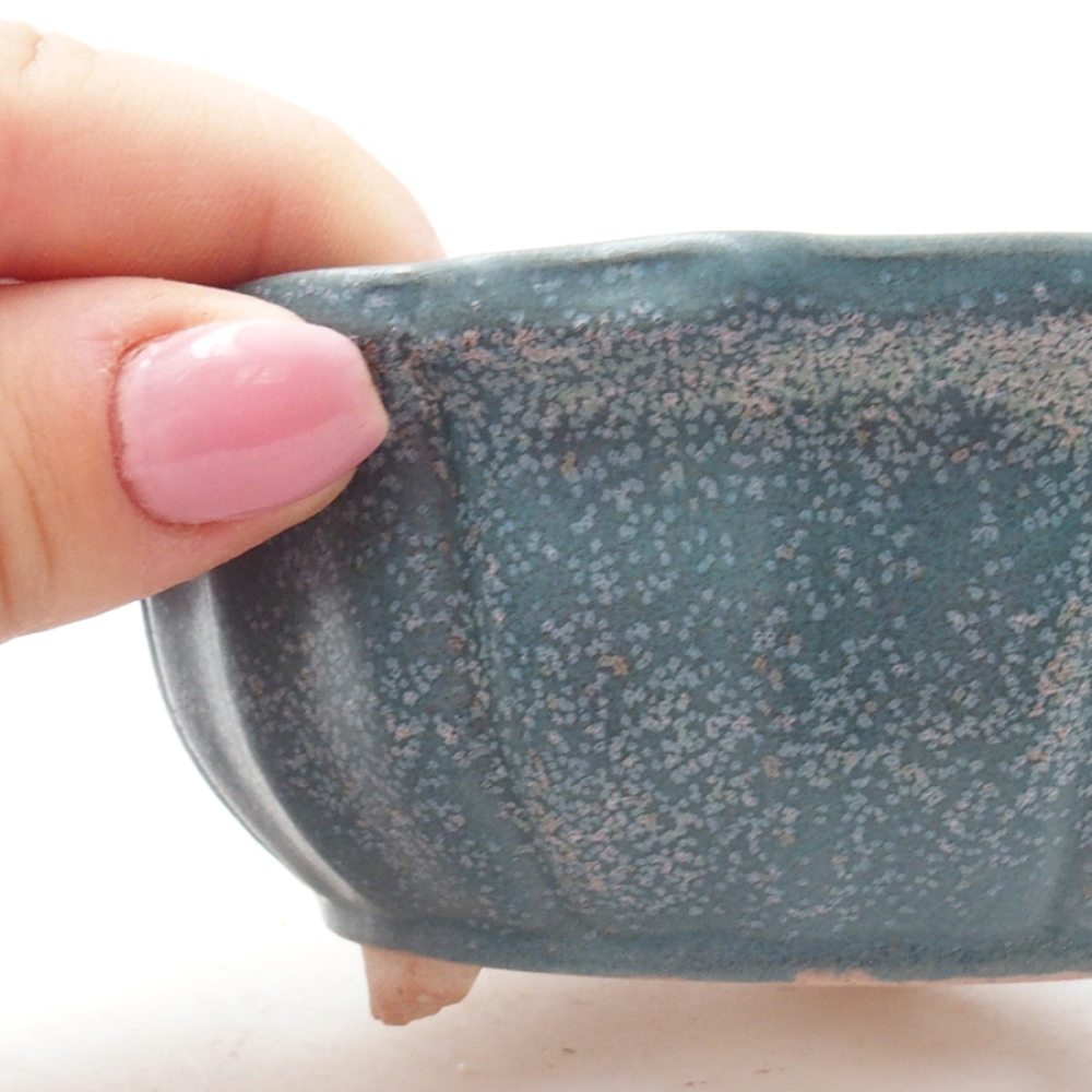 Bonsaischaal van keramiek 11 x 11 x 5 cm, kleur blauw